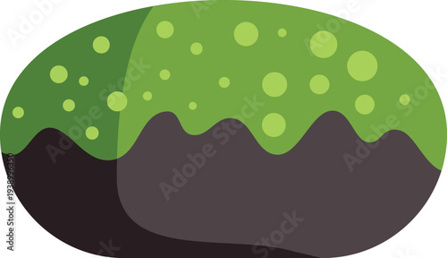 Donut or sweet candy pastry with dark chocolate and vibrant green icing