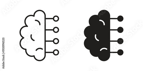 Brain circuit icon - editable stroke vector illustration eps10.
