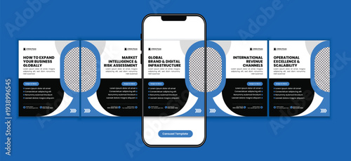 Global Brand Growth Strategy Social Media Carousel Template for International Marketing Business Expansion and Corporate Consulting