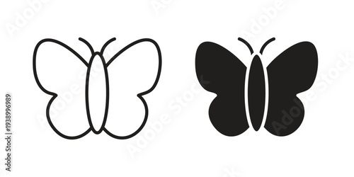 Butterfly icon - editable stroke vector illustration eps10.
