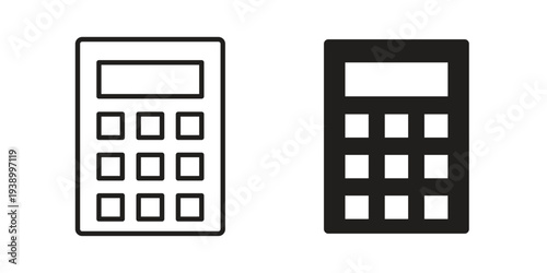 Calculator icon - editable stroke vector illustration eps10.