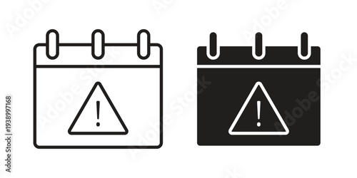 Calendar exclamation icon - editable stroke vector illustration eps10.