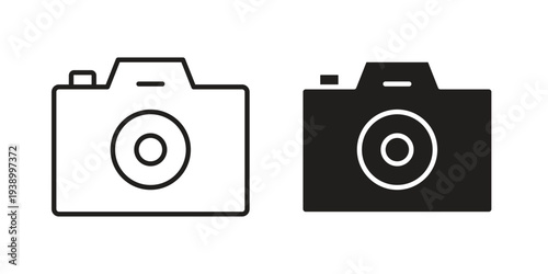 Camera icon - editable stroke vector illustration eps10.