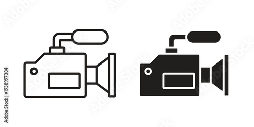 Camcorder icon - editable stroke vector illustration eps10.