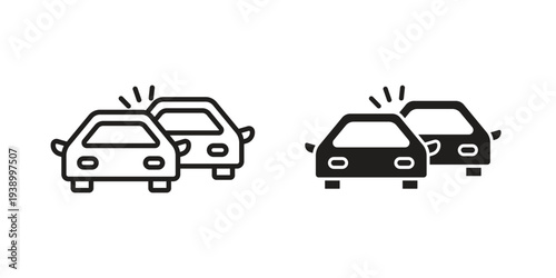 Car crash icon - editable stroke vector illustration eps10.