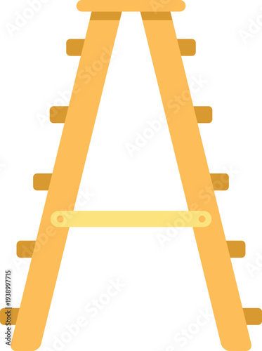 Wooden stepladder creating a tool icon or symbol for household work