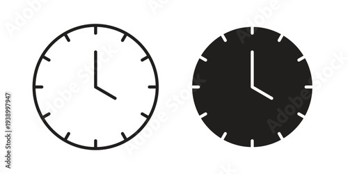 Clock icon - editable stroke vector illustration eps10.