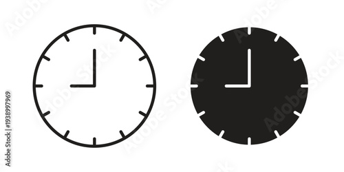Clock nine icon - editable stroke vector illustration eps10.