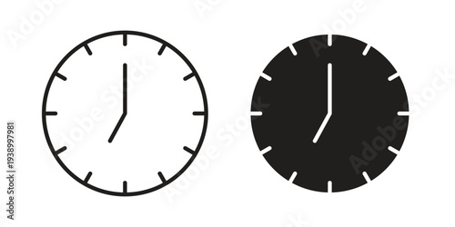 Clock seven icon - editable stroke vector illustration eps10.
