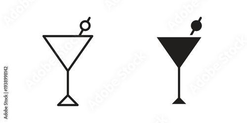 Cocktail icon - editable stroke vector illustration eps10.