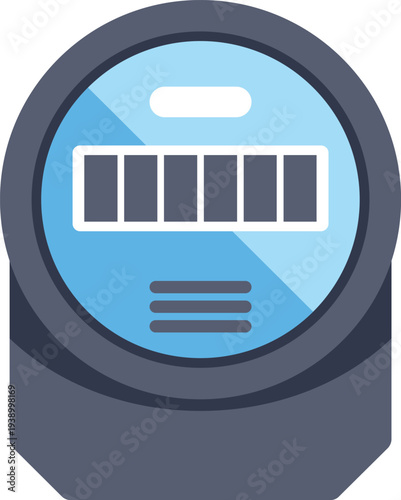 Electric utility meter digitally displaying power usage or current battery status