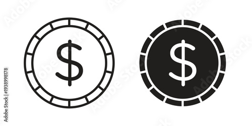 Coin icon - editable stroke vector illustration eps10.