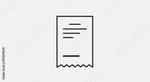 Receipt icon in flat minimalist outline style