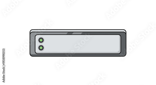 Rectangular electronic device with two green indicator lights