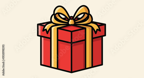 Red gift box with yellow ribbon and bow illustration