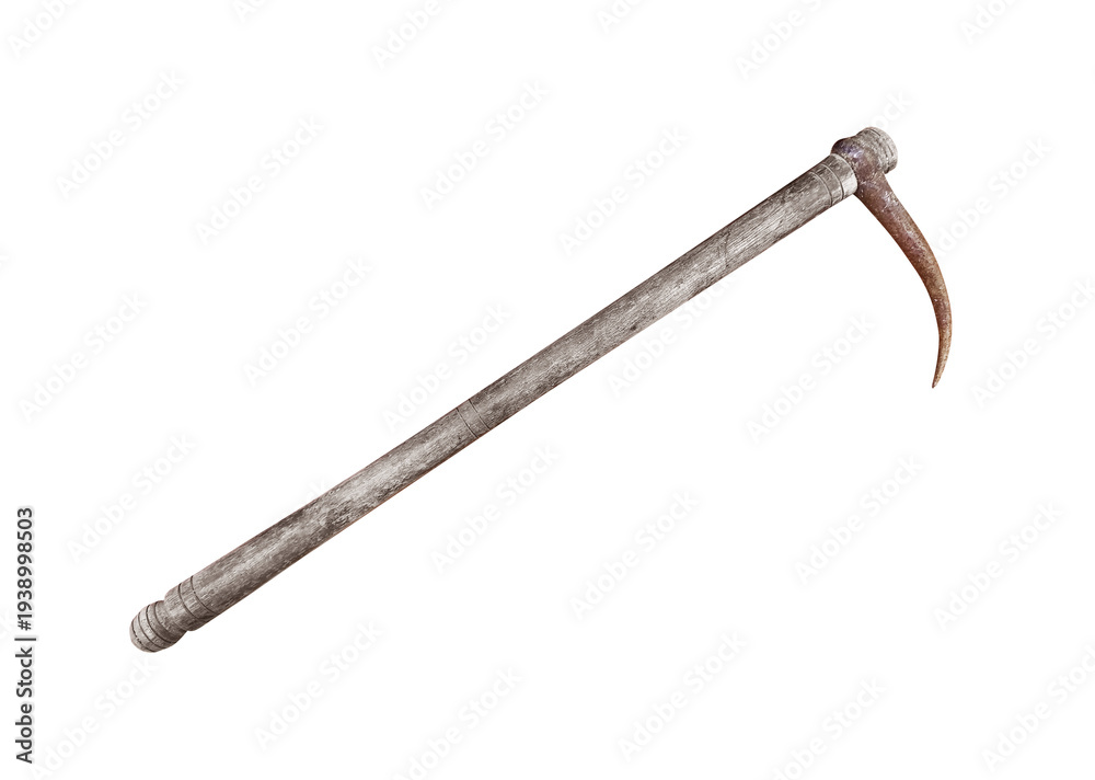 Obraz premium Old steel elephant hook with wooden grip isolated on white