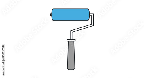 Simple blue paint roller tool flat design icon
