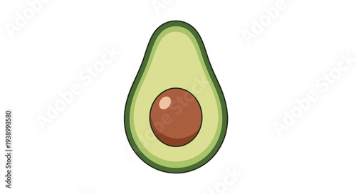 Simple cartoon avocado half with pit illustration
