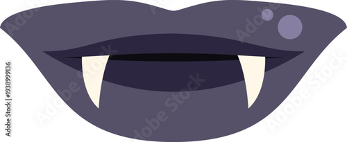 Dark lips showing sharp vampire fangs, creating a spooky halloween fantasy creature mouth