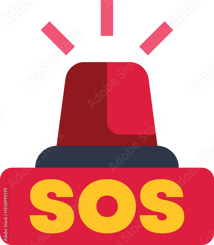 Red flashing beacon light with sos text indicates an urgent situation
