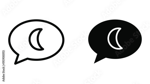 Moon Chat Bubble Icons Communication Night