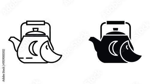 Teapot Crescent Moon Beverage Server Commercial Art