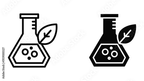 Chemistry Lab Flask Leaf Icon Science Research