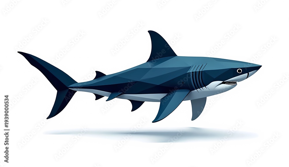 Fototapeta premium Abstract great white shark illustration, polygonal aquatic animal design