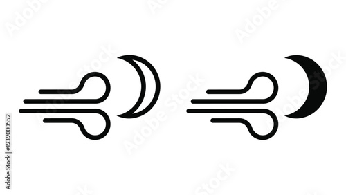 Wind Moon Icons Weather Forecast