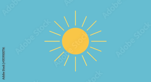 Simple yellow sun icon on blue background.