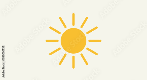 Simple Yellow Sun Icon on White Background.