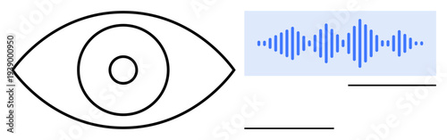 Vision and sound recognition concept. Eye and audio wave advancements in sound and vision recognition systems. Vision and sound improve AI, accessibility, and communication tools. For AI apps