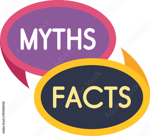 Speech bubbles showing a contrast between myths and facts for truth verification