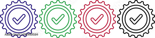 Approved check mark badge seal of approval quality guarantee verified certification document icon graphic element