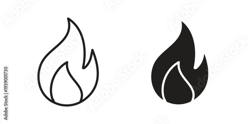 Flame icon - editable stroke vector illustration eps10.