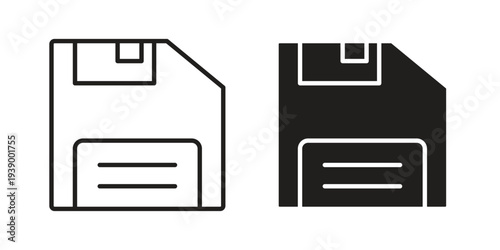 Floppy disk icon - editable stroke vector illustration eps10.