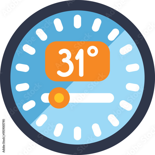 Thermostat showing high temperature for climate control and energy management