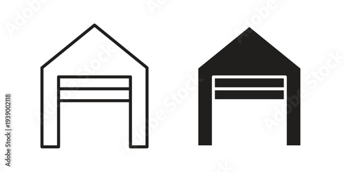 Garage icon - editable stroke vector illustration eps10.