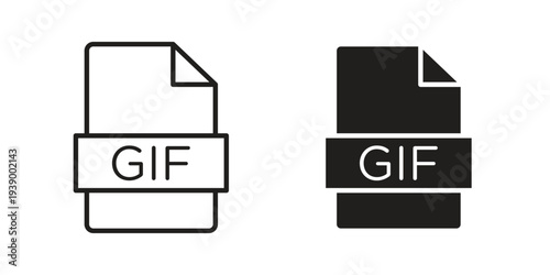 Gif icon - editable stroke vector illustration eps10.