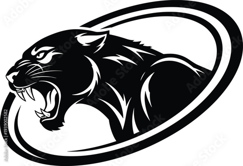 Panther silhouette roaring head illustration, wild predator animal vector, fierce mammal graphic design, nature symbol artwork, wildlife clipart resource, emblem icon