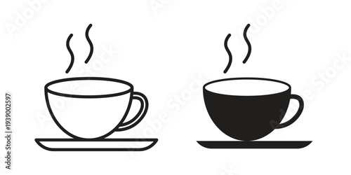 Hot coffee Mug icon - editable stroke vector illustration eps10.