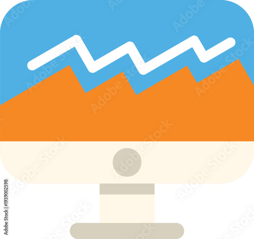 Monitor screen showing line chart with fluctuating market data
