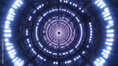Futuristic Audio Technology Concept Infinite Tunnel Formed by Glowing Concentric Sound Frequencies
