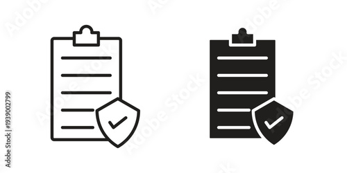 Insurance Document icon - editable stroke vector illustration eps10.
