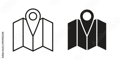 Map icon - editable stroke vector illustration eps10.