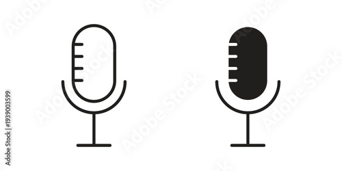 Microphone icon - editable stroke vector illustration eps10.