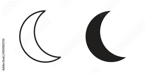 Moon icon - editable stroke vector illustration eps10.