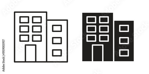 Office Building icon - editable stroke vector illustration eps10.