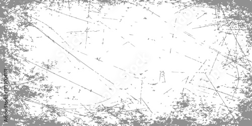 A vintage black grunge background with an ink paint texture and dirty paper border creates an abstract vector illustration for an old city map design