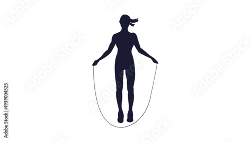Silhouette of Woman Skipping Rope Exercise